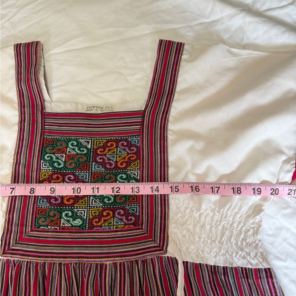 Embroidered White and Red Midi Dress - Picture 7 of 7